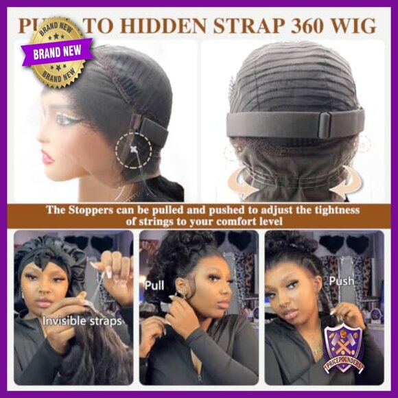 360 Lace Front Human Hair Wig Pre Plucked 220% Density Glueless Drawstring main image 6